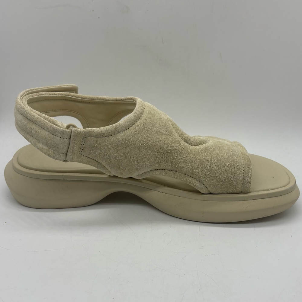 Vince Fresca Sandal Womens 9 EU 40 Suede Strappy Hook & Loop Ivory Platform